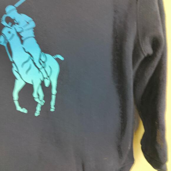 Polo Ralph Lauren Hoodie‎ Boys 4 Blue Big Pony Logo Pullover Fleece Preppy - Picture 2 of 7